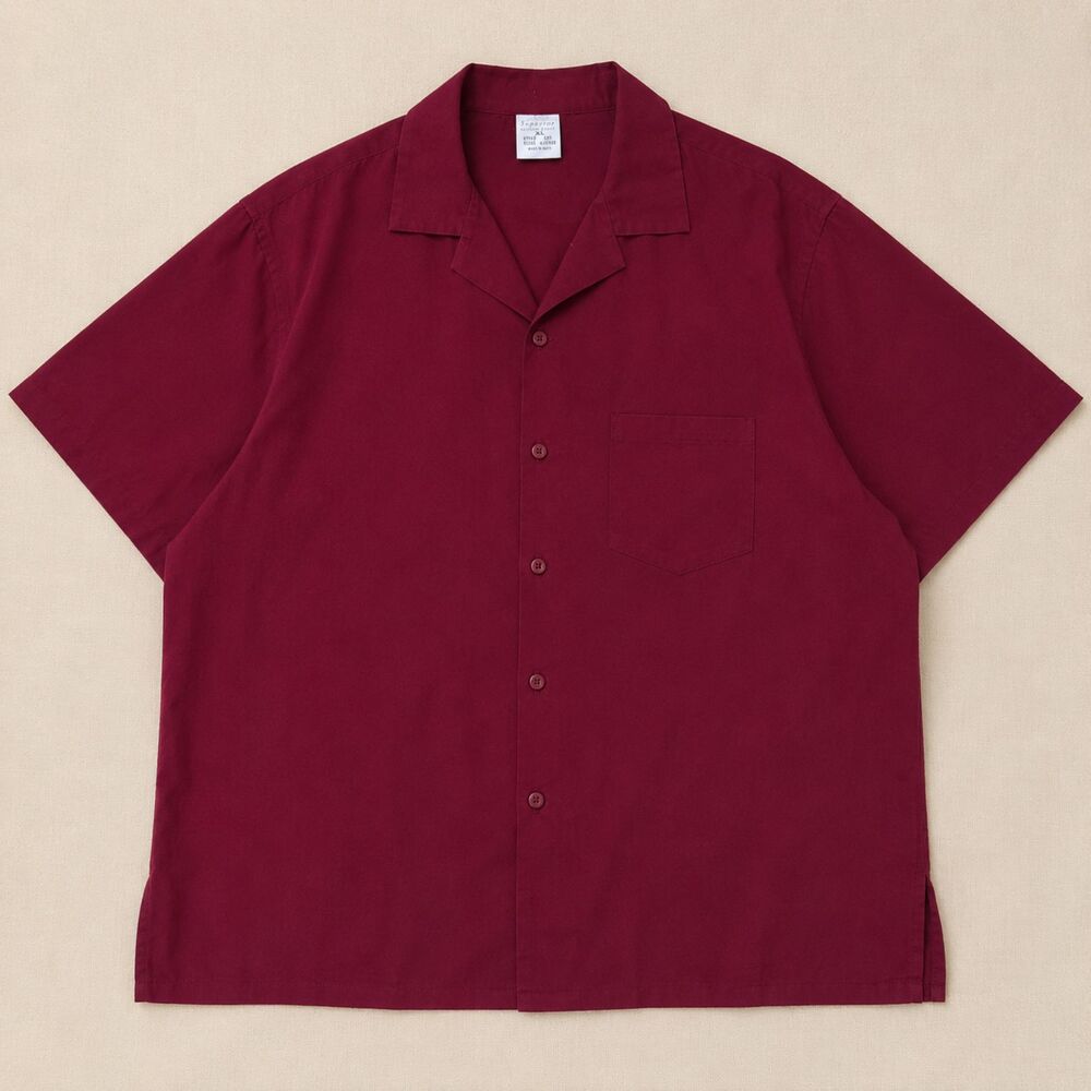 Superior Uniform Group Burgundy Camp Collar Button-Up Shirt Men’s XL